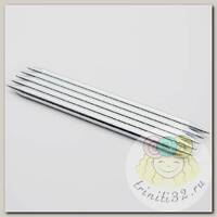 10122 Knit Pro Спицы чулочные для вязания Nova Metal 3,75мм/15см, никелированная латунь, серебристый, 5шт