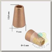 Наконечник для шнура металл TBY OR.0305-5331 (13.8х9мм, отв.5мм) цв. мат.золото уп. 100шт