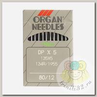 Иглы для промышленных швейных машин ORGAN арт.DPx5 № 80 для прямострочных  уп.10 игл