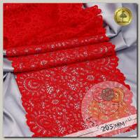 Кружево-стрейч KRUZHEVO арт.TBY.YSTL00839 шир.205мм цв.100 красный уп.3 м