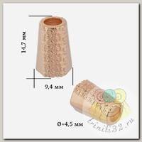 Наконечник для шнура металл TBY OR.6660-0089 (9,4х14,7мм, отв.4,5мм) цв. золото уп. 50шт