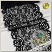 Кружево-стрейч KRUZHEVO арт.TBY.YSTL00578 шир.180мм цв.02 черный уп.25м