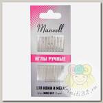 Иглы швейные ручные Maxwell арт.MAX.559 для кожи и меха (шорные  №8,10 и ручные №12) уп.5 игл