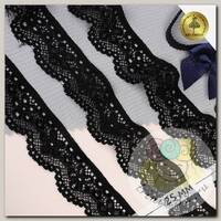 Кружево-стрейч KRUZHEVO арт.TBY.8032 шир.25мм цв.02 черный уп.50м