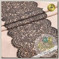 Кружево-стрейч KRUZHEVO арт.TBY.40992 шир.240мм цв.L30 кофе с молоком+черный уп.120м