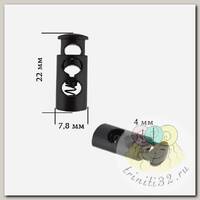 Фиксатор для шнура металл TBY OR.0305-5123 (7,8х22мм, отв.4мм) цв. мат.черный уп. 100шт