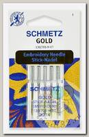 Иглы для бытовых швейных машин Schmetz для вышивки Gold, титаниум 130/705H-ET №90, уп.5 игл