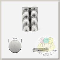 Магнит неодимовый диск O10мм h1,5мм арт.TBY.H15-10 уп.40шт