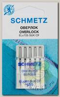 Иглы для бытовых швейных машин Schmetz оверлок для плоскошовных машин, хром SUK CF ELx705 №65, уп.5 игл